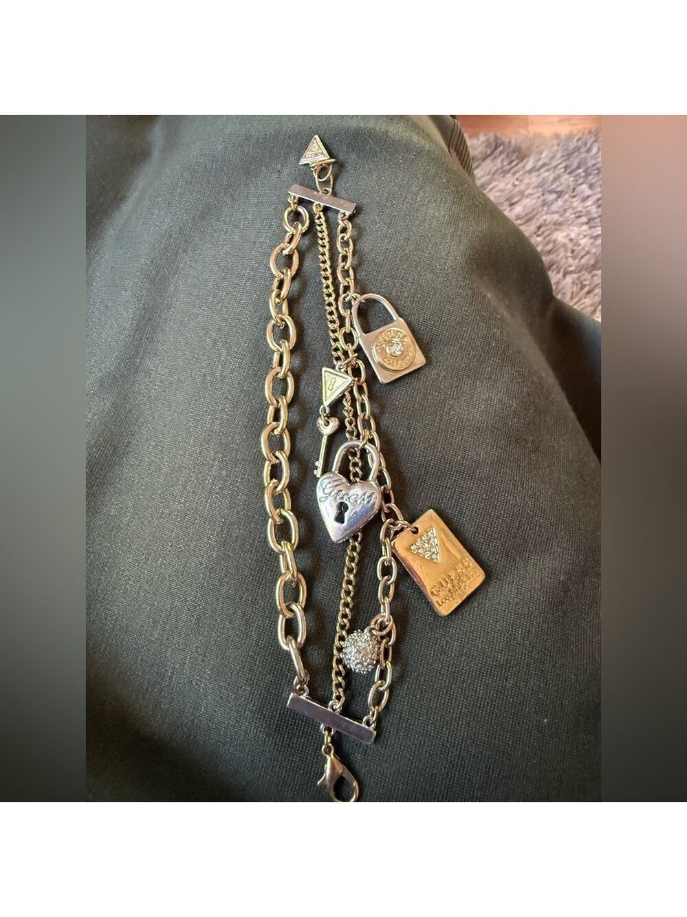 Guess Los Angeles Multi Chain Charm Bracelet 7.5 Inch